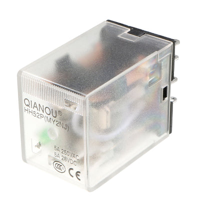 Harfington Uxcell DC24V Coil Green Indicator Light 8 Pin DPDT Electromagnetic General Purpose Power Relay + Socket Base