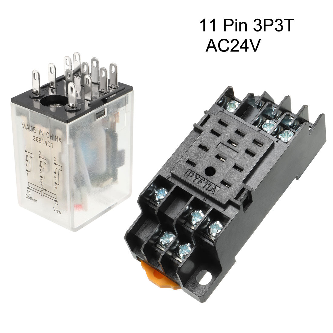 uxcell Uxcell AC24V Spule 11 Pin 3P3T Elektromagnetisch Alle Zwecke Strom Relais+Sockel Basis de