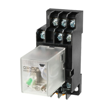 Harfington Uxcell DC12V Coil Green Indicator Light 11 Pin 3P3T Electromagnetic General Purpose Power Relay + Socket Base