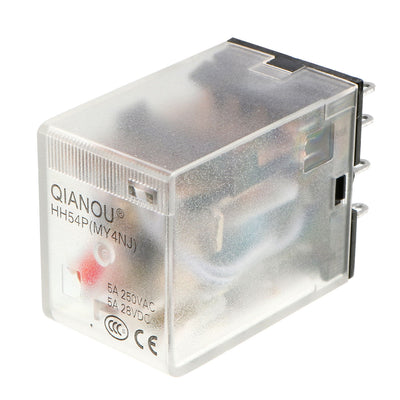 Harfington Uxcell AC24V Coil Red Indicator Light 14 Pin 4P4T Electromagnetic General Purpose Power Relay + Socket Base