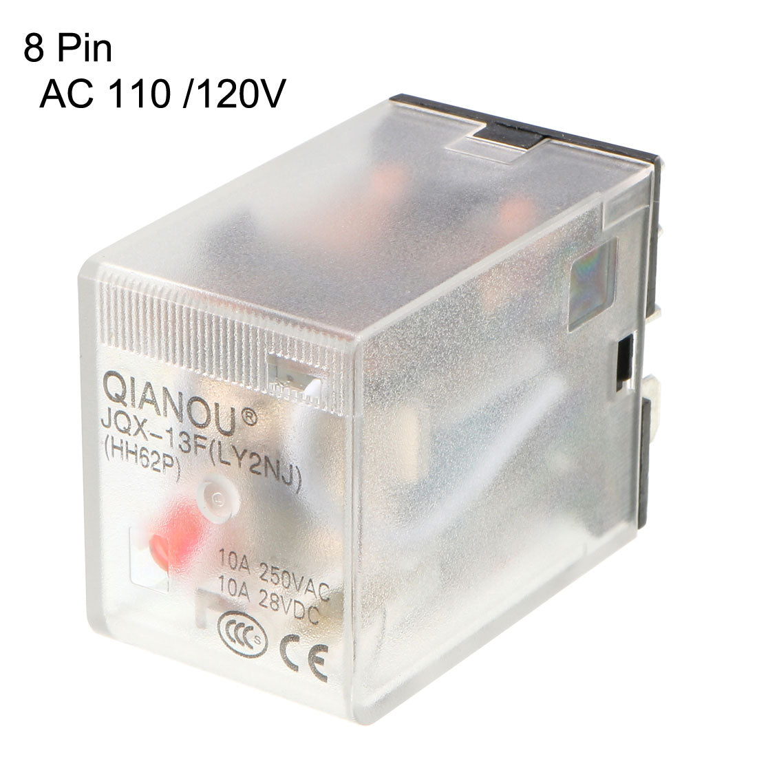 uxcell Uxcell AC 110 /120V Coil Red Indicator Light 8 Pin DPDT Electromagnetic General Purpose Power Relay JQX-13F