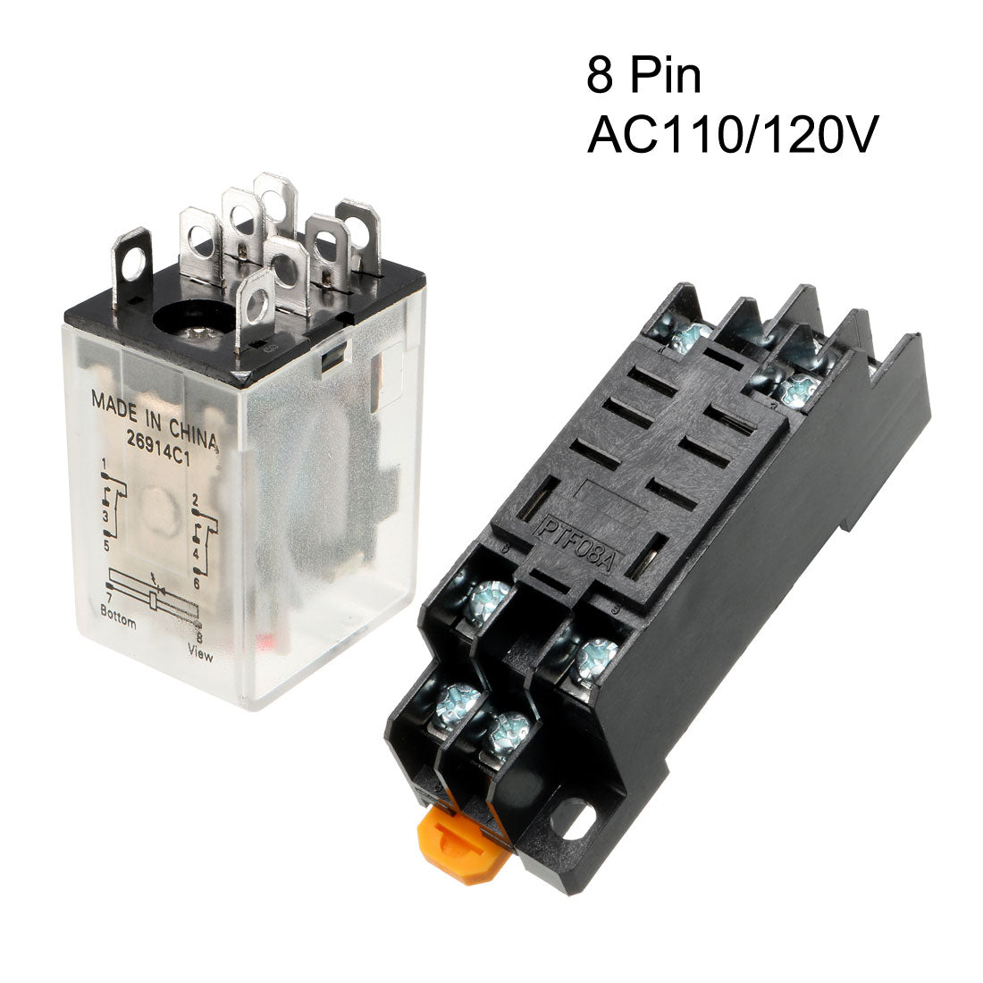 uxcell Uxcell AC110/120V Coil Red Indicator Light 8 Pin DPDT Electromagnetic General Purpose Power Relay + Socket Base JQX-13F