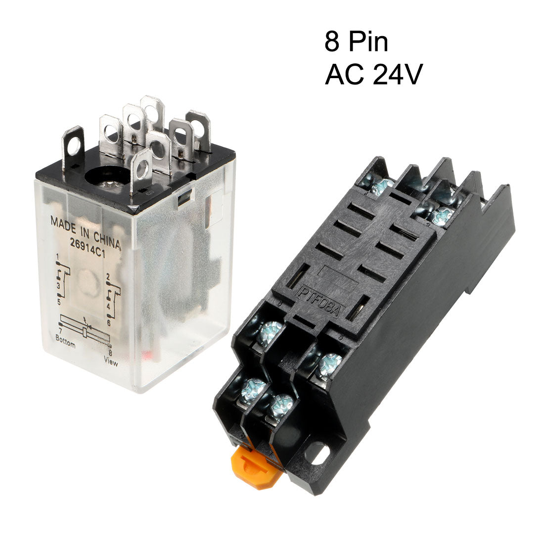 uxcell Uxcell AC 24V Coil Red Indicator Light 8 Pin DPDT Electromagnetic General Purpose Power Relay + Socket Base JQX-13F