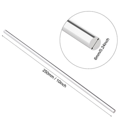 Harfington Uxcell 6mmx250mm Clear Solid Acrylic Round Rod PMMA Bar 4pcs