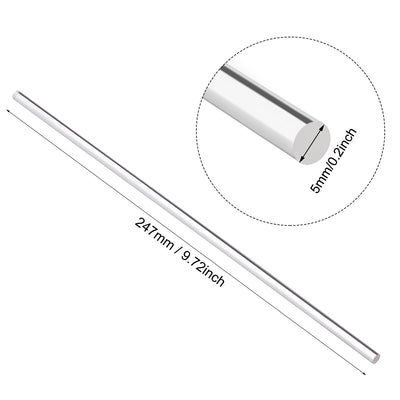 Harfington Uxcell 5mmx250mm Clear Solid Acrylic Round Rod PMMA Bar 4pcs