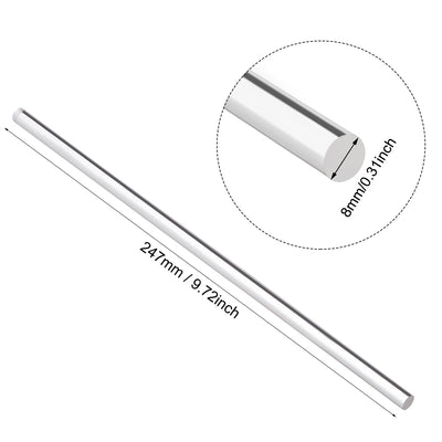 Harfington Uxcell 8mmx250mm Clear Solid Acrylic Round Rod PMMA Bar 2pcs