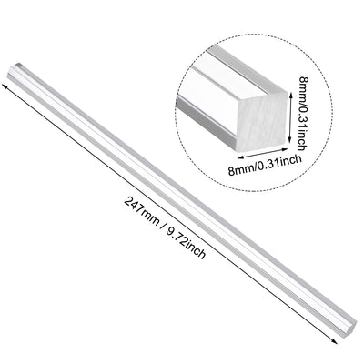 Harfington Uxcell 8mmx8mmx250mm Clear Solid Acrylic Square Rod PMMA Bar 4pcs