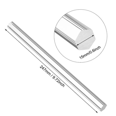 Harfington Uxcell 15mmx15mmx250mm Clear Solid Acrylic Hexagon Rod PMMA Bar 2pcs