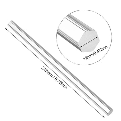 Harfington Uxcell 12mmx12mmx250mm Clear Solid Acrylic Hexagon Rod PMMA Bar 2pcs