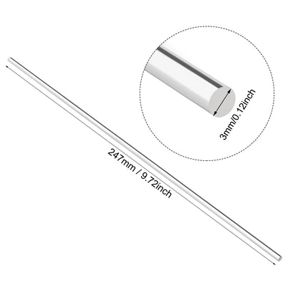 Harfington Uxcell 3mmx250mm Clear Solid Acrylic Round Rod PMMA Bar 4pcs