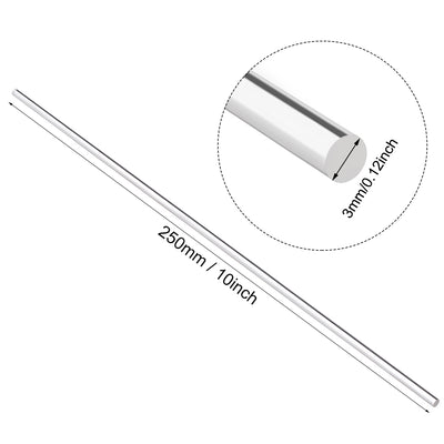 Harfington Uxcell 3mmx250mm Clear Solid Acrylic Round Rod PMMA Bar 8pcs