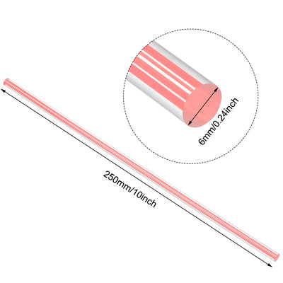 Harfington Uxcell 6mmx250mm Straight Pink Line Solid Acrylic Round Rod PMMA Bar 2pcs