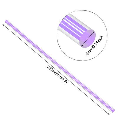 Harfington Uxcell 6mmx250mm Straight Light Purple Line Solid Acrylic Round Rod PMMA Bar 2pcs