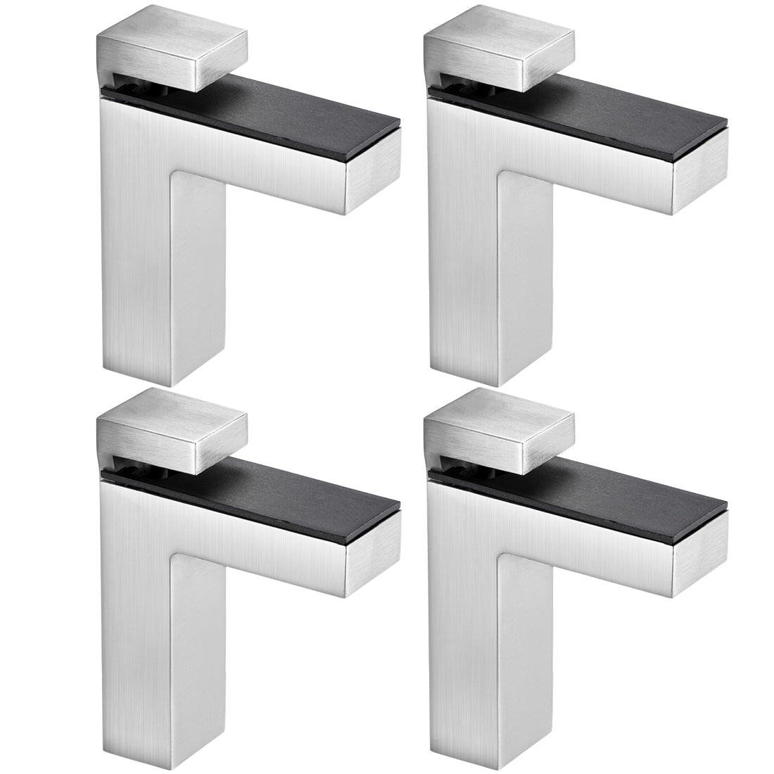 uxcell Uxcell Glass Shelf Bracket Adjustable Brushed Nickel Clamp for 4-24mm Thickness 4pcs