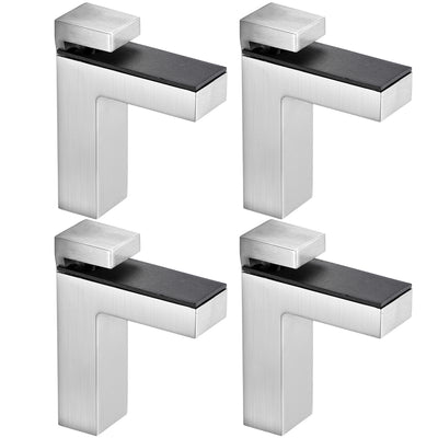 Harfington Uxcell Glass Shelf Bracket Adjustable Brushed Nickel Clamp for 4-24mm Thickness 4pcs