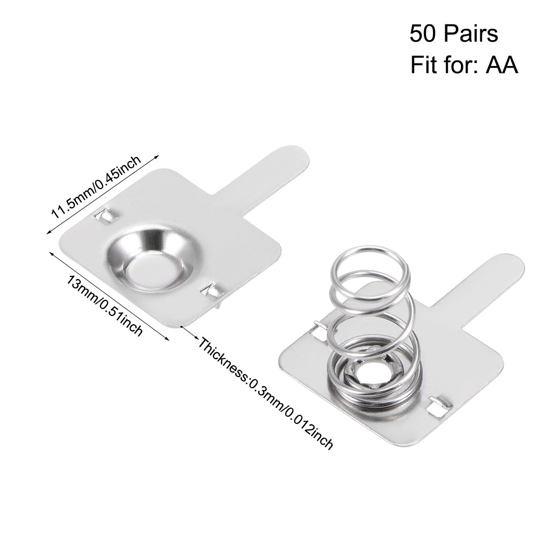 uxcell Uxcell 50 Pairs AA Battery Positive Negative Conversion Spring Contact Nickeling Plate 13.0mmx11.5mm