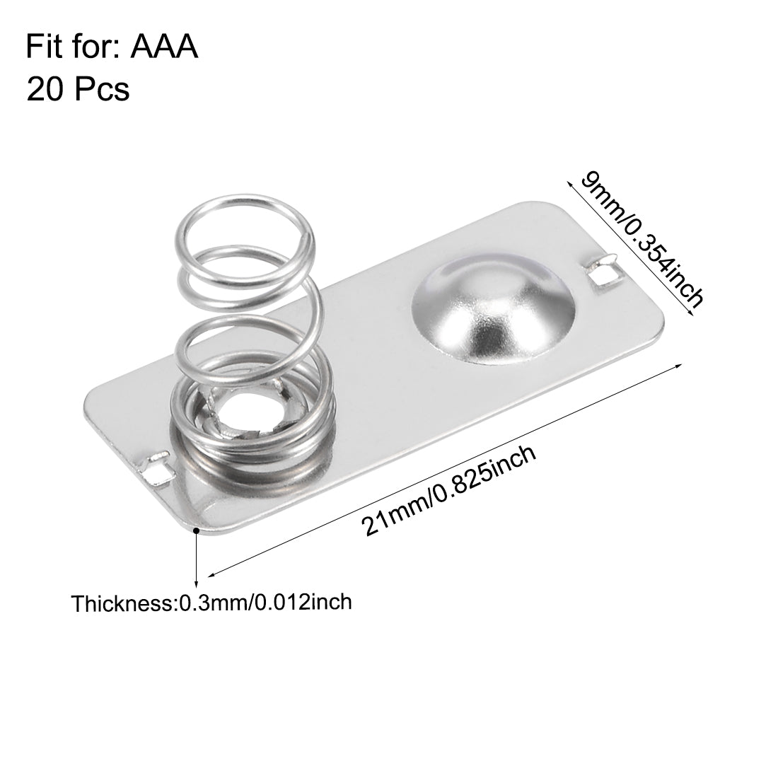 uxcell Uxcell 20 Pcs AAA Battery Positive to Negative Conversion Spring Contact Nickel Plate 21mmx9mmx0.3mm