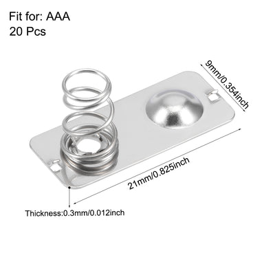 Harfington Uxcell 20 Pcs AAA Battery Positive to Negative Conversion Spring Contact Nickel Plate 21mmx9mmx0.3mm