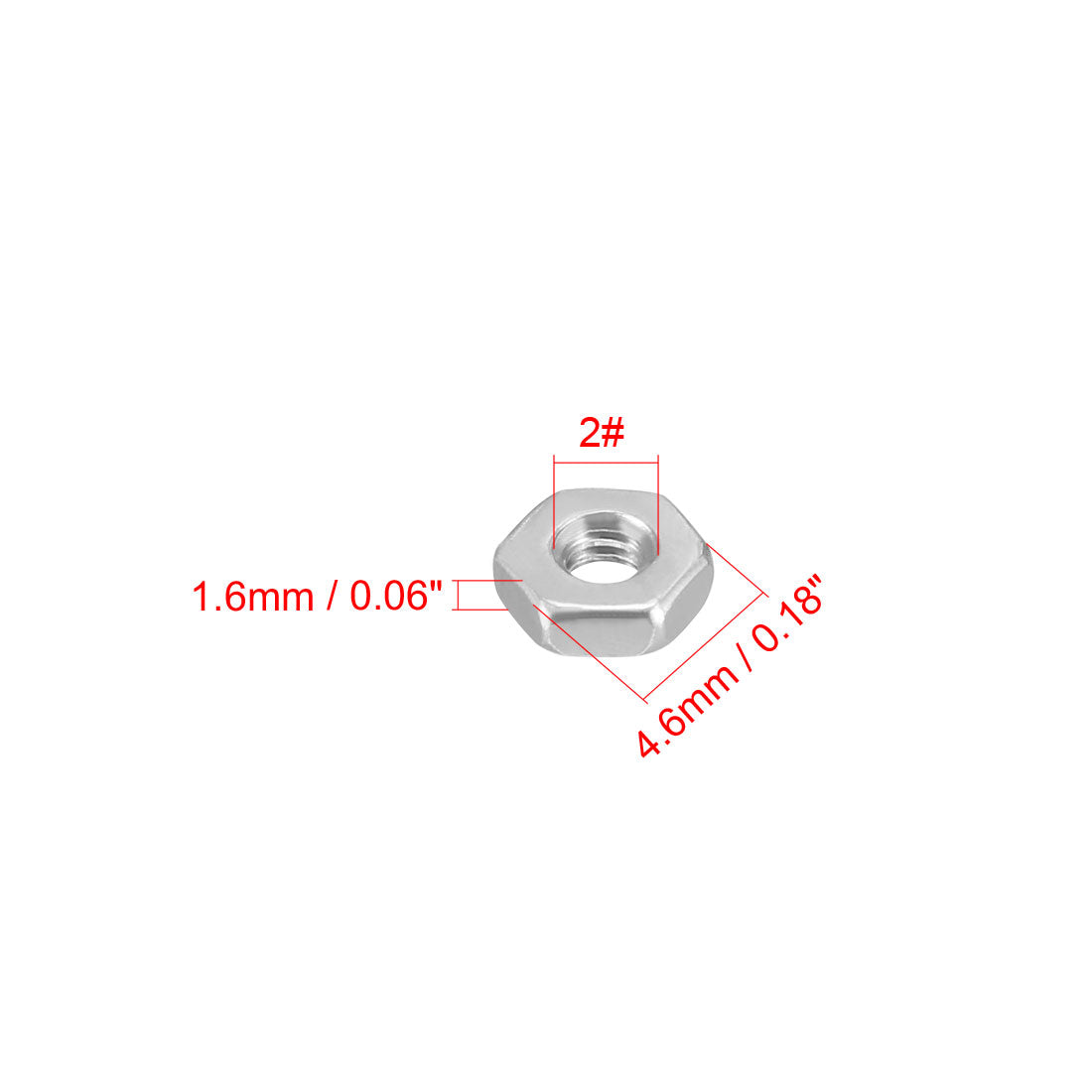 uxcell Uxcell 2 4 6 8- 304 Stainless Steel Hexagon Hex Nut Silver Tone 100pcs