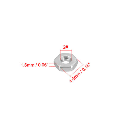 Harfington Uxcell 2 4 6 8- 304 Stainless Steel Hexagon Hex Nut Silver Tone 100pcs