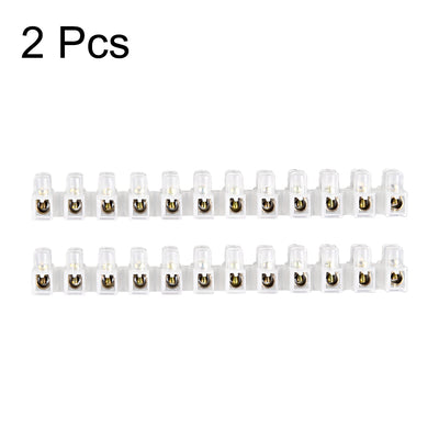 Harfington Uxcell Terminal Block , Screw Terminal Barrier Strip, 10A 12 Position Dual Row Type H Wire Connector 2pcs