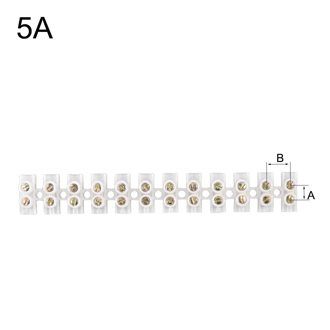 uxcell Uxcell Terminal Block , 5A 12 Position Dual Row Type U Wire Connector Screw Terminal Barrier Strip , Pack of 5