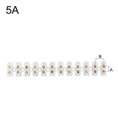 Harfington Uxcell Terminal Block , 5A 12 Position Dual Row Type U Wire Connector Screw Terminal Barrier Strip , Pack of 5