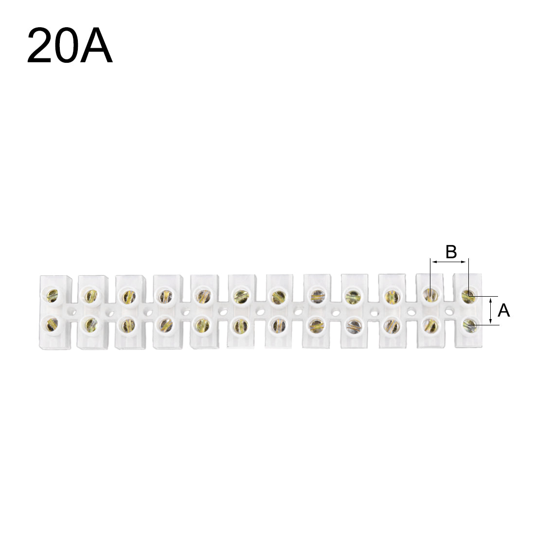 uxcell Uxcell Terminal Block , 20A 12 Position Dual Row Type H Wire Connector Screw Terminal Barrier Strip , Pack of 3