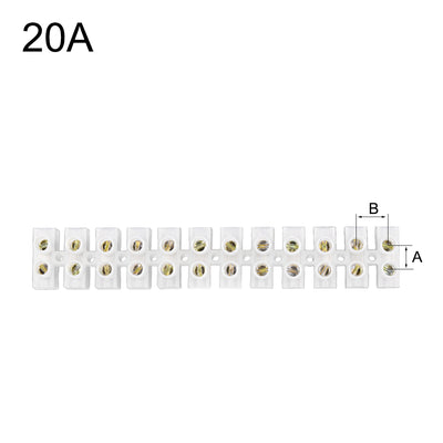 Harfington Uxcell Terminal Block , 20A 12 Position Dual Row Type H Wire Connector Screw Terminal Barrier Strip , Pack of 3