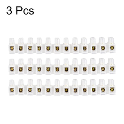 Harfington Uxcell Terminal Block , 20A 12 Position Dual Row Type H Wire Connector Screw Terminal Barrier Strip , Pack of 3