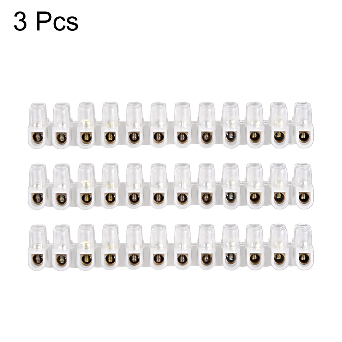 uxcell Uxcell Terminal Block , 3A 12 Position Dual Row Type U Wire Connector Screw Terminal Barrier Strip , Pack of 3