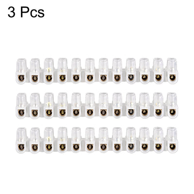 Harfington Uxcell Terminal Block , 3A 12 Position Dual Row Type U Wire Connector Screw Terminal Barrier Strip , Pack of 3