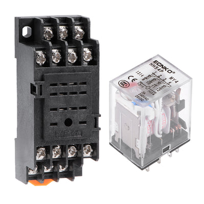 Harfington Uxcell HH54P AC 110V Coil 4P4T 14 Pins Electromagnetic Power Relay Red LED with socket