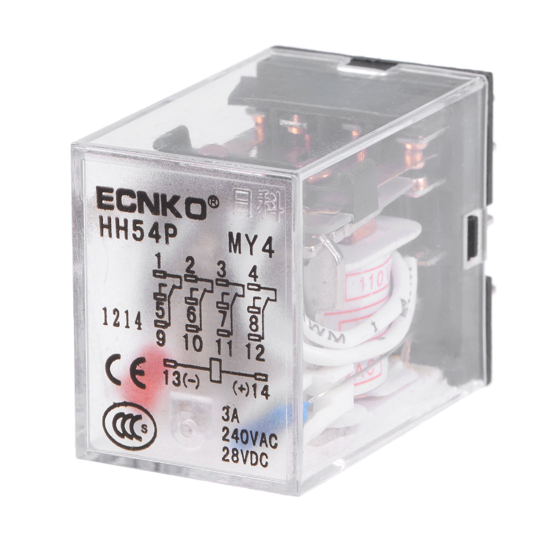 uxcell Uxcell HH54P AC 110V Coil 4P4T 14 Pins Electromagnetic Power Relay Red LED with socket