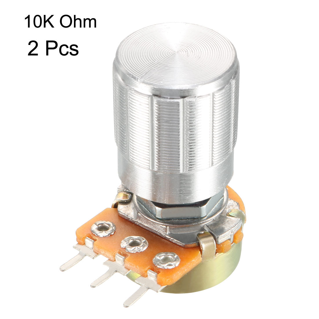 uxcell Uxcell 2 Pcs 10K Ohm Variable Resistors Single Turn Rotary Carbon Film Taper Potentiometer with Knob