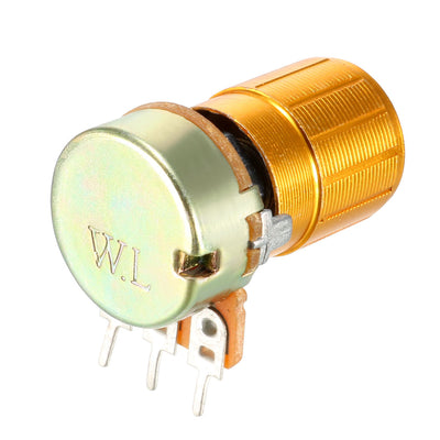 Harfington Uxcell 3 Pcs 10K Ohm Variable Resistors Single Turn Rotary Carbon Film Taper Potentiometer with Knob