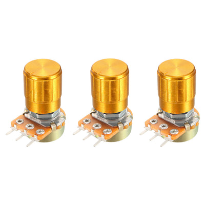 Harfington Uxcell 3 Pcs 10K Ohm Variable Resistors Single Turn Rotary Carbon Film Taper Potentiometer with Knob