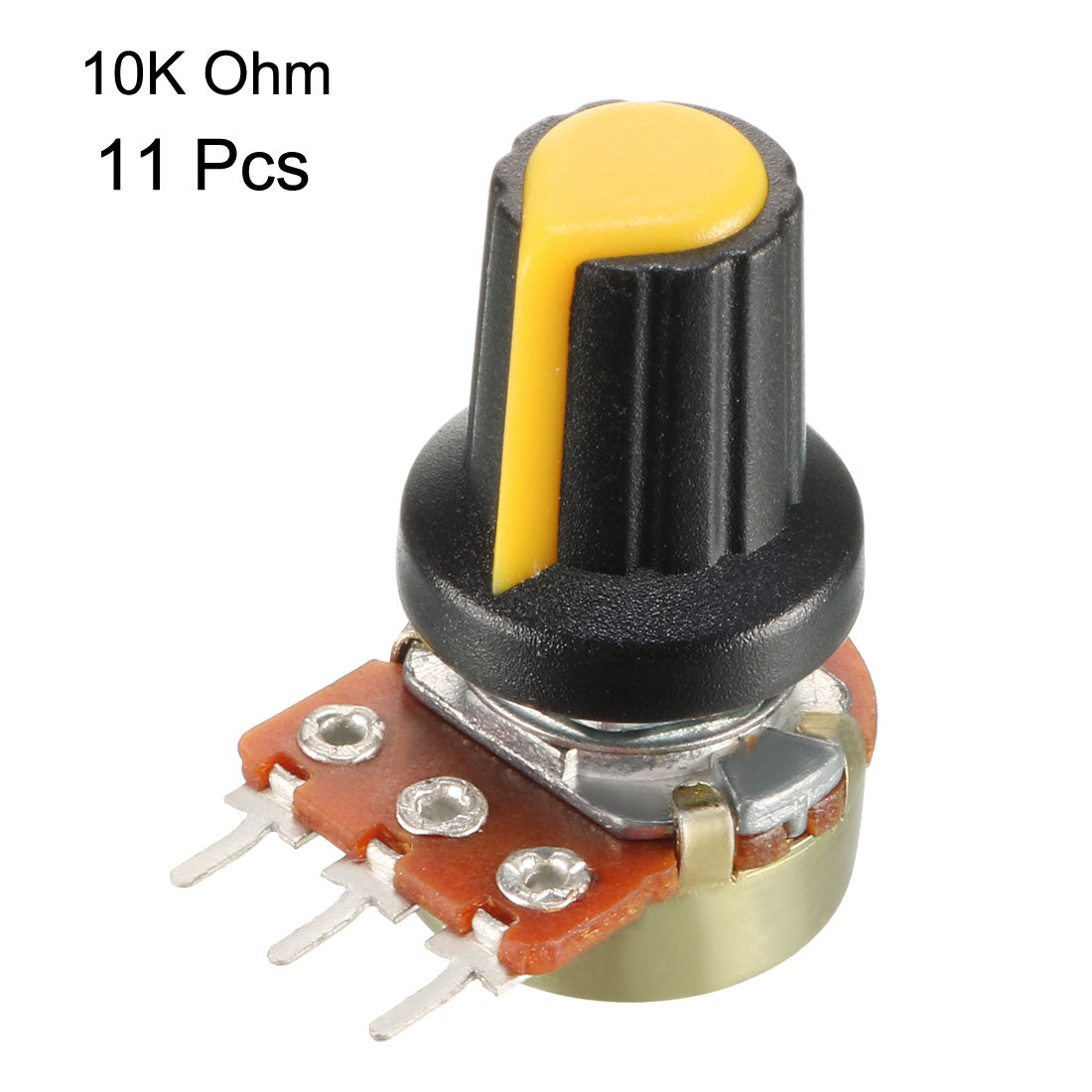 uxcell Uxcell 11Pcs 10K Ohm Variable Resistors Single Turn Rotary Carbon Film Taper Potentiometer with Knobs