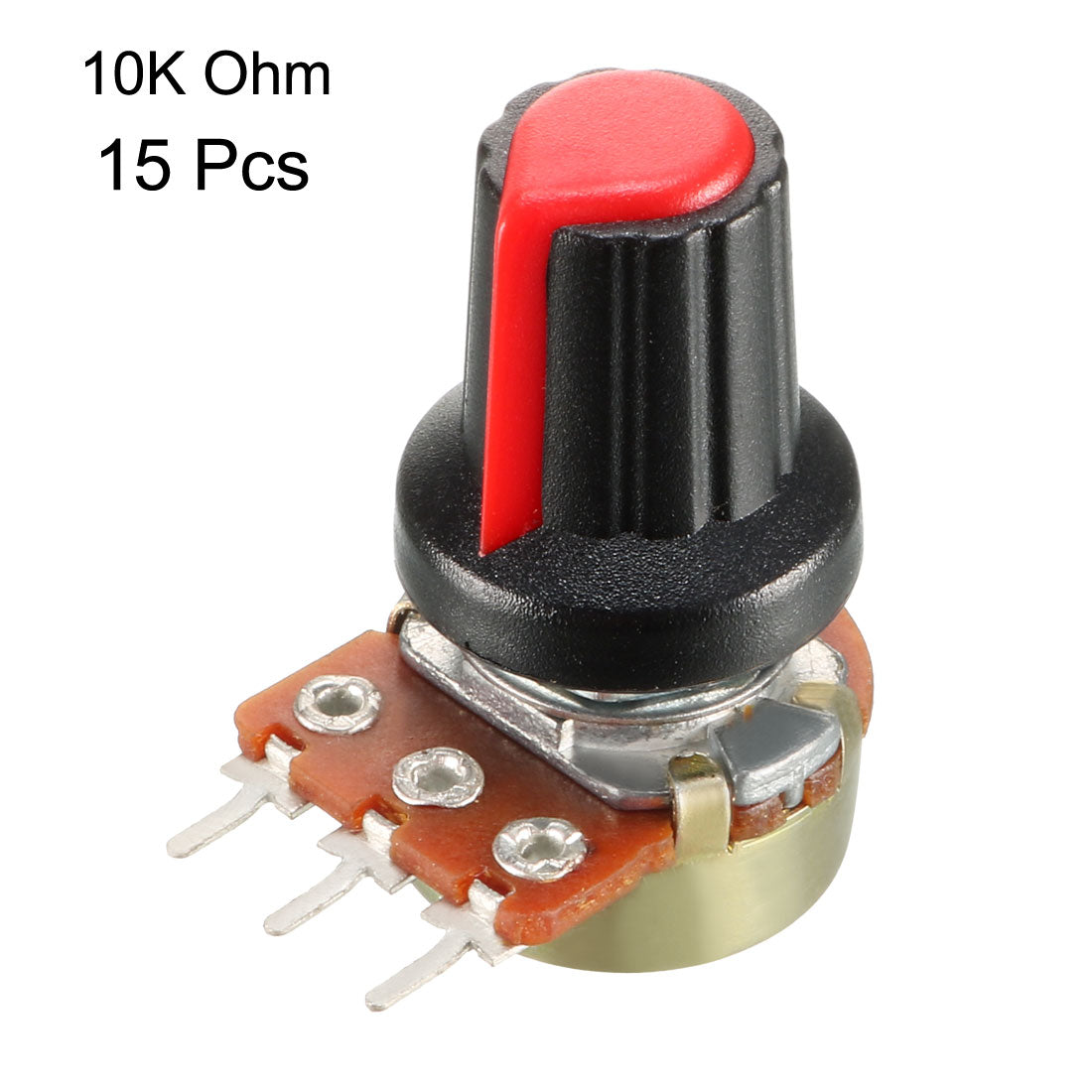 uxcell Uxcell 15Pcs 10K Ohm Variable Resistors Single Turn Rotary Carbon Film Taper Potentiometer with Knobs