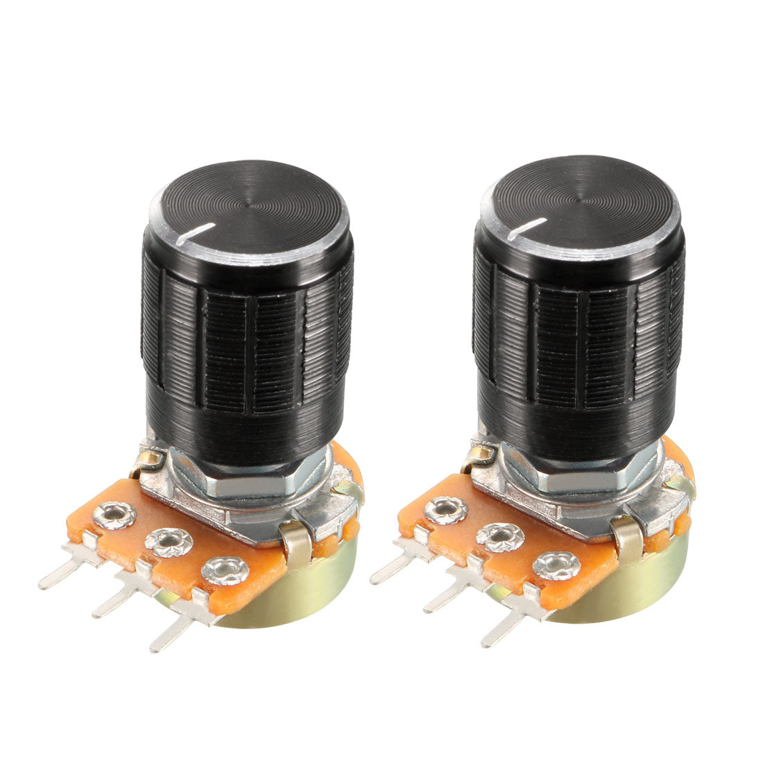 uxcell Uxcell 2Pcs 10K Ohm Variable Resistors Single Turn Rotary Carbon Film Taper Potentiometer with Knobs