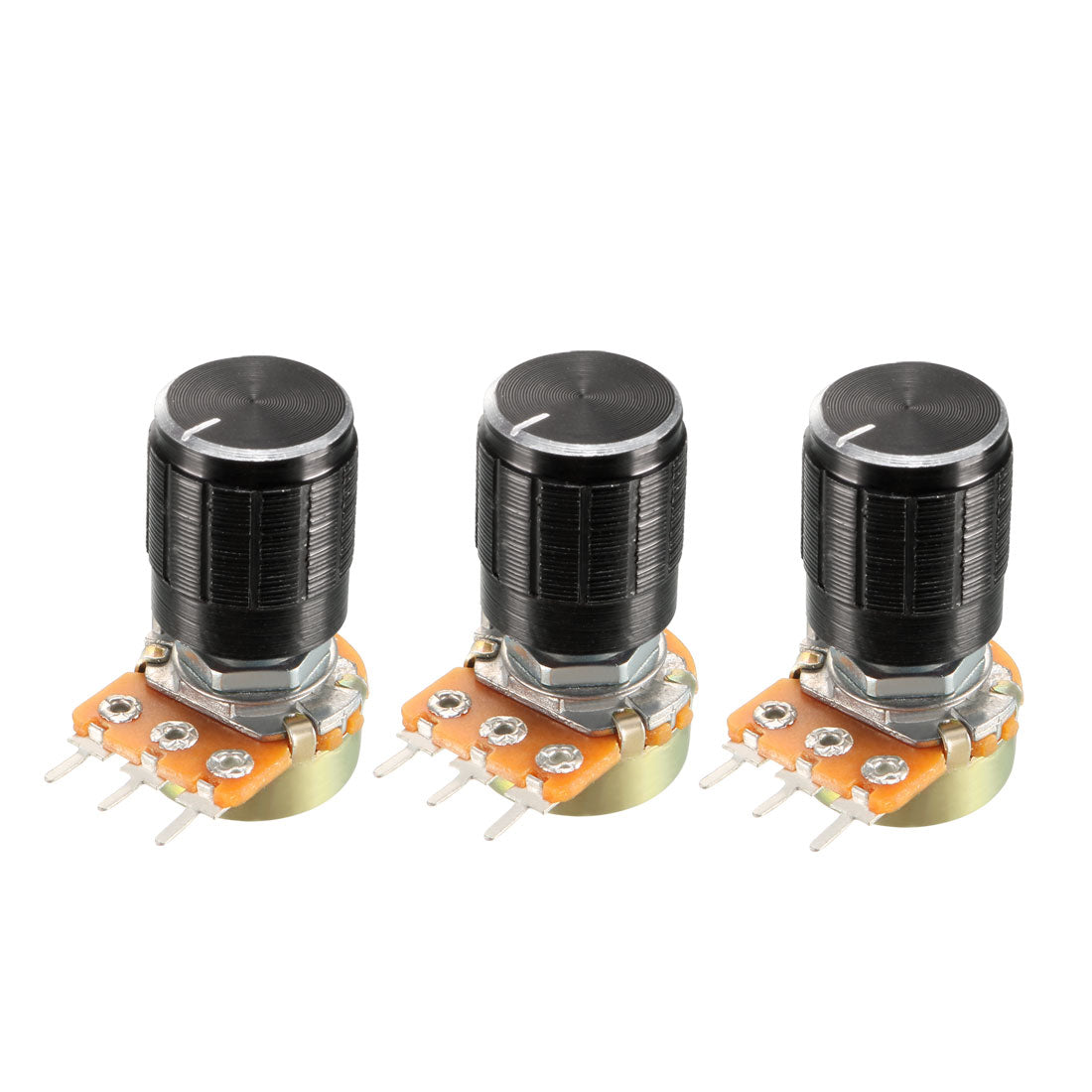 uxcell Uxcell 3Pcs 10K Ohm Variable Resistors Single Turn Rotary Carbon Film Taper Potentiometer w Knobs