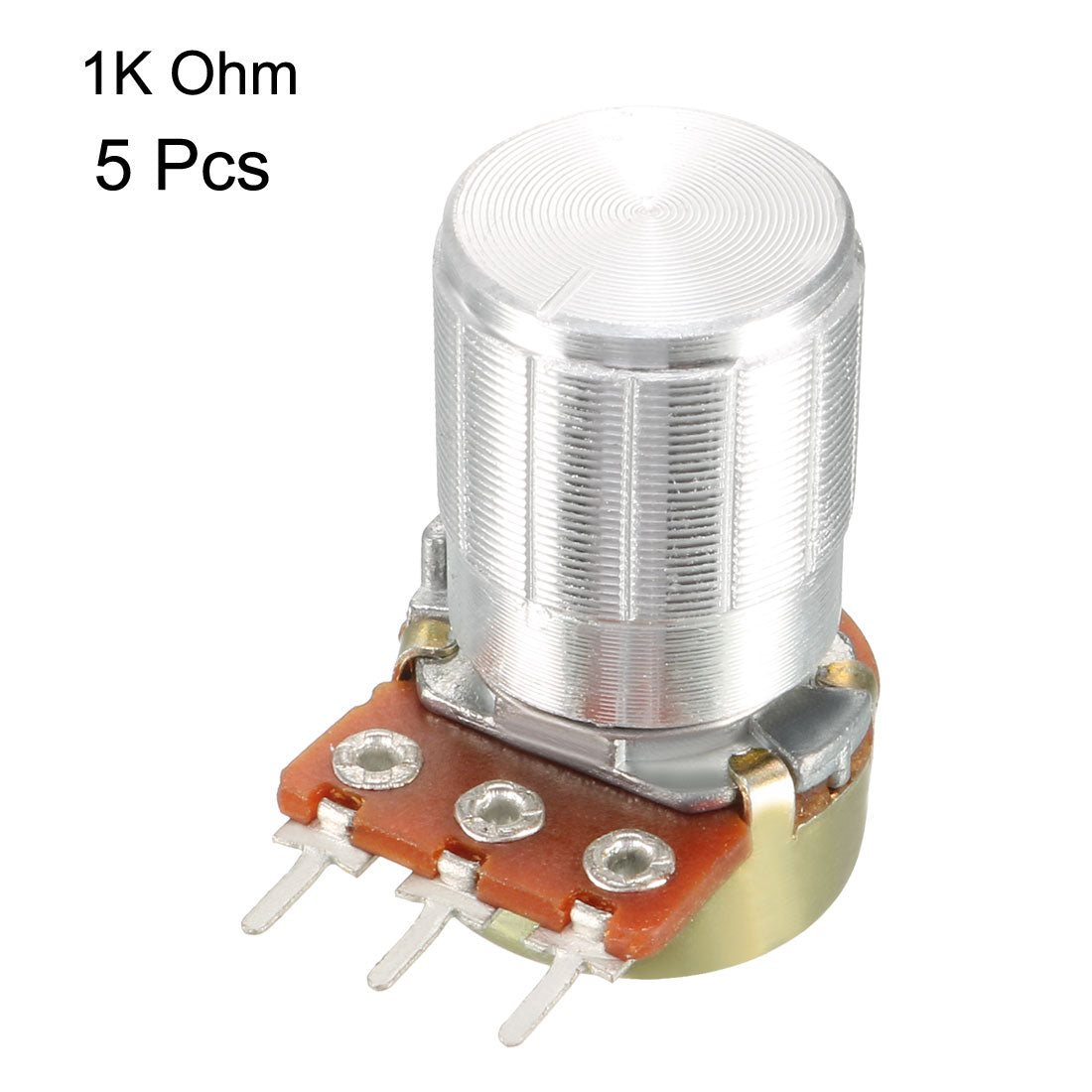 uxcell Uxcell WH148 5Pcs 1K Ohm Variable Resistors Single Turn Rotary Carbon Film Taper Potentiometer with Knobs