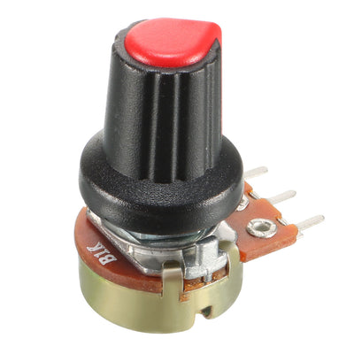 Harfington Uxcell 5Pcs 1K Ohm Variable Resistors Single Turn Rotary Carbon Film Taper Potentiometer with Knobs