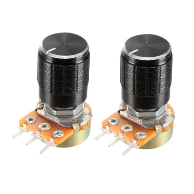 Harfington Uxcell 2Pcs 1K Ohm Variable Resistors Single Turn Rotary Carbon Film Taper Potentiometer with Knobs