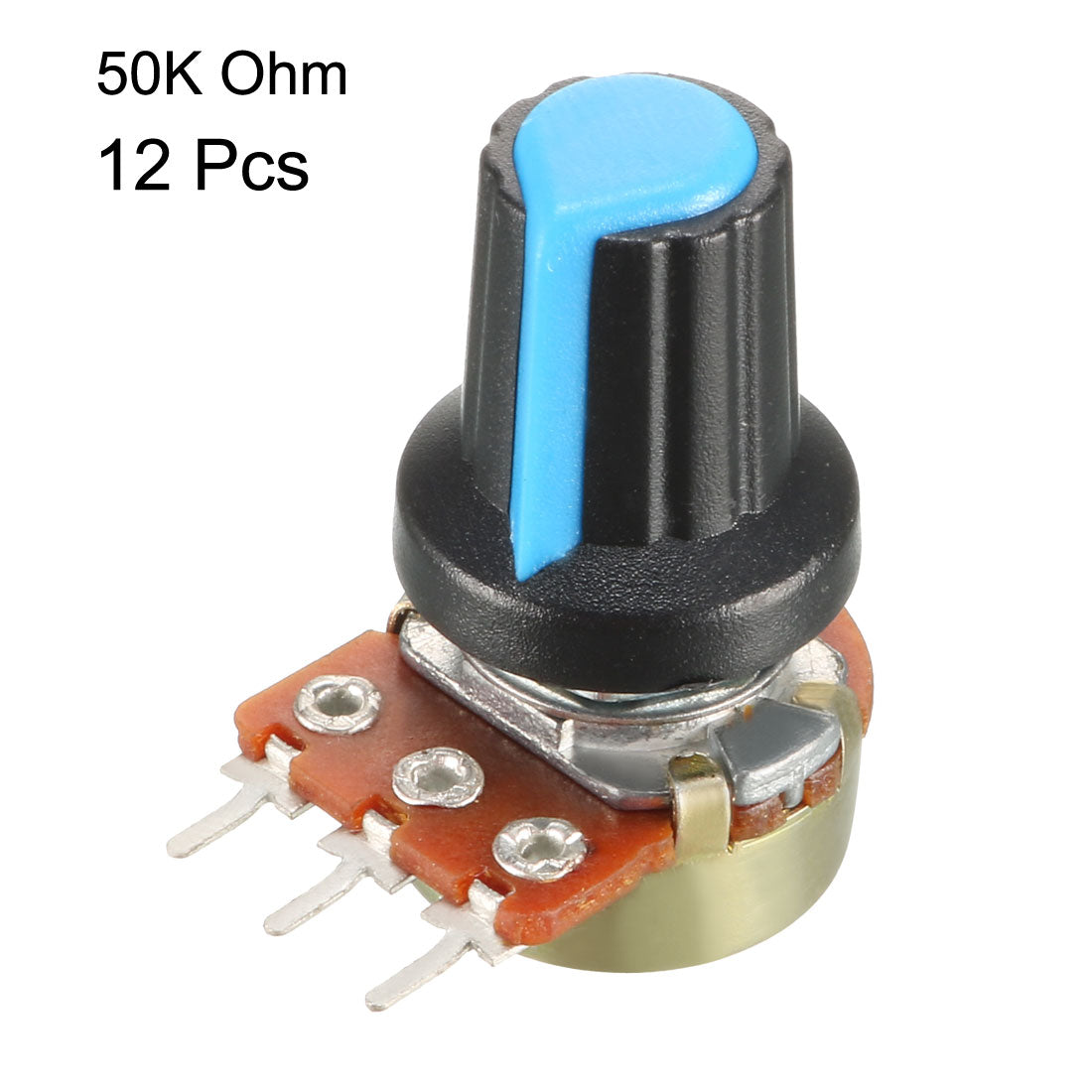 uxcell Uxcell 12Pcs 50K Ohm Variable Resistors Single Turn Rotary Carbon Film Taper Potentiometer with Knobs