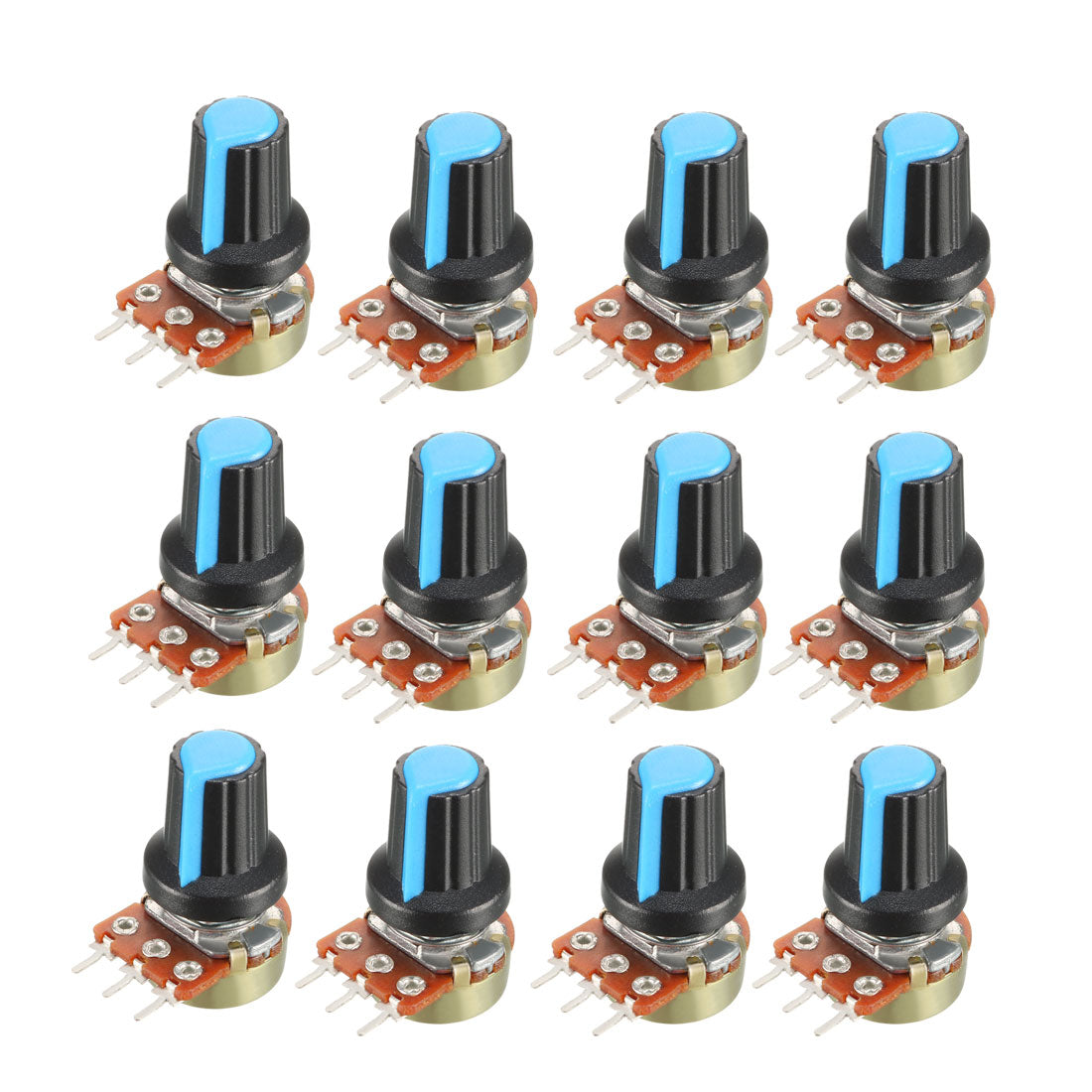 uxcell Uxcell 12Pcs 50K Ohm Variable Resistors Single Turn Rotary Carbon Film Taper Potentiometer with Knobs