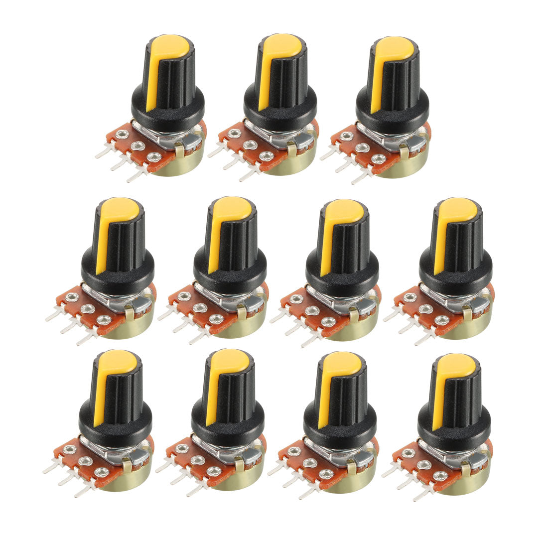 uxcell Uxcell 11Pcs 50K Ohm Variable Resistors Single Turn Rotary Carbon Film Taper Potentiometer with Knobs