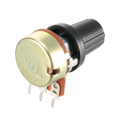 Harfington Uxcell 2Pcs 5K Ohm Variable Resistors Single Turn Rotary Carbon Film Taper Potentiometer with Knobs