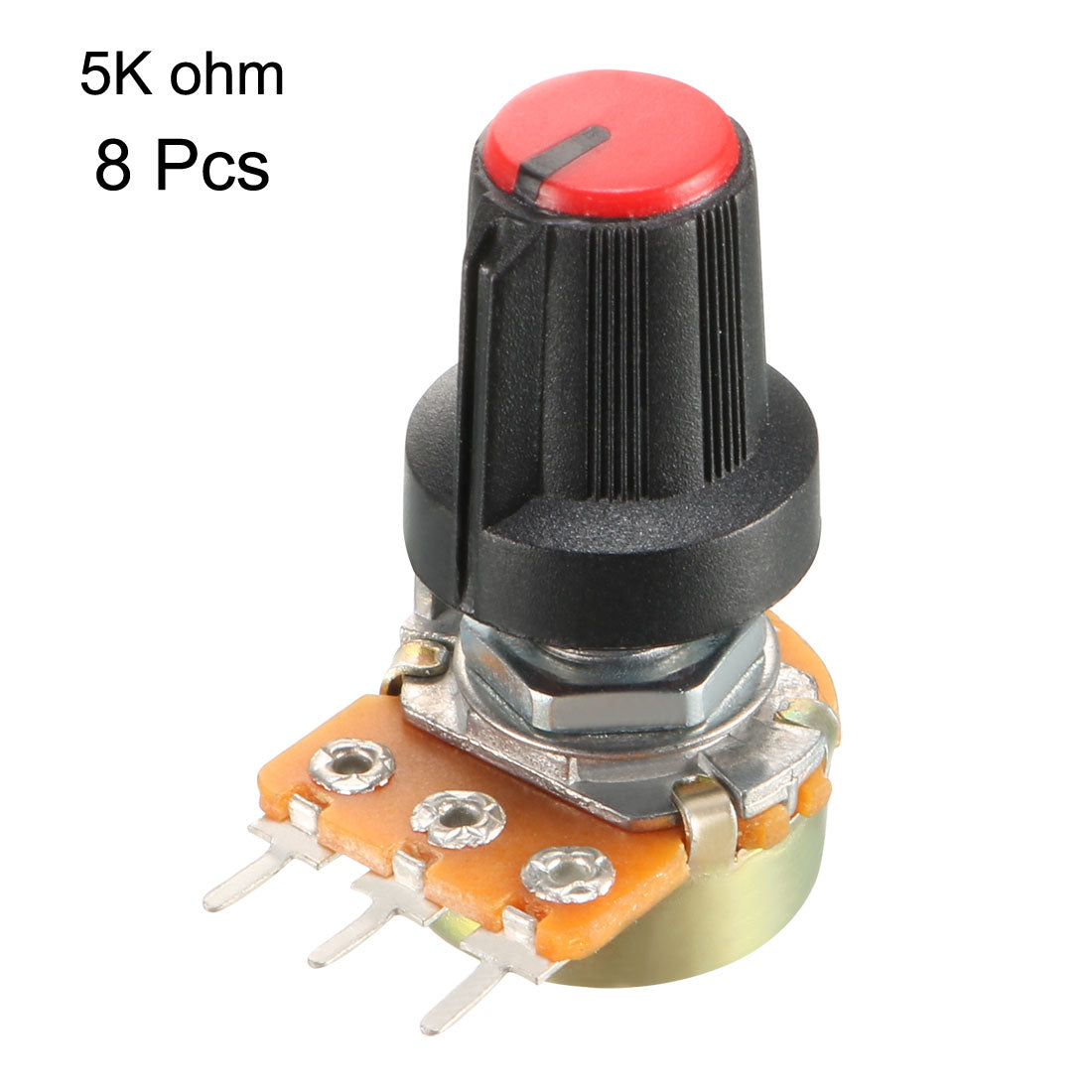 uxcell Uxcell 8Pcs 5K Ohm Variable Resistors Single Turn Rotary Carbon Film Taper Potentiometer with Knobs