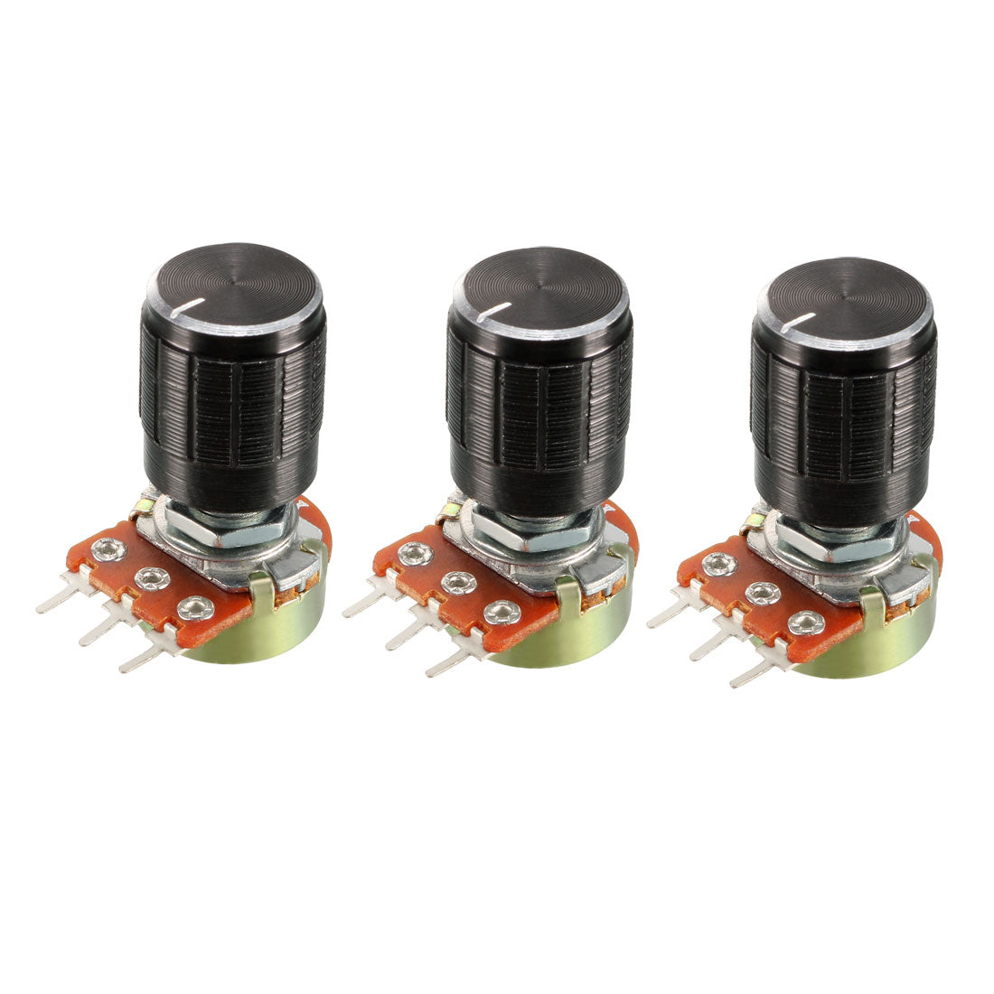 uxcell Uxcell 3Pcs 5K Ohm Variable Resistors SingleTurn Rotary Carbon Film Taper Potentiometer with Knobs